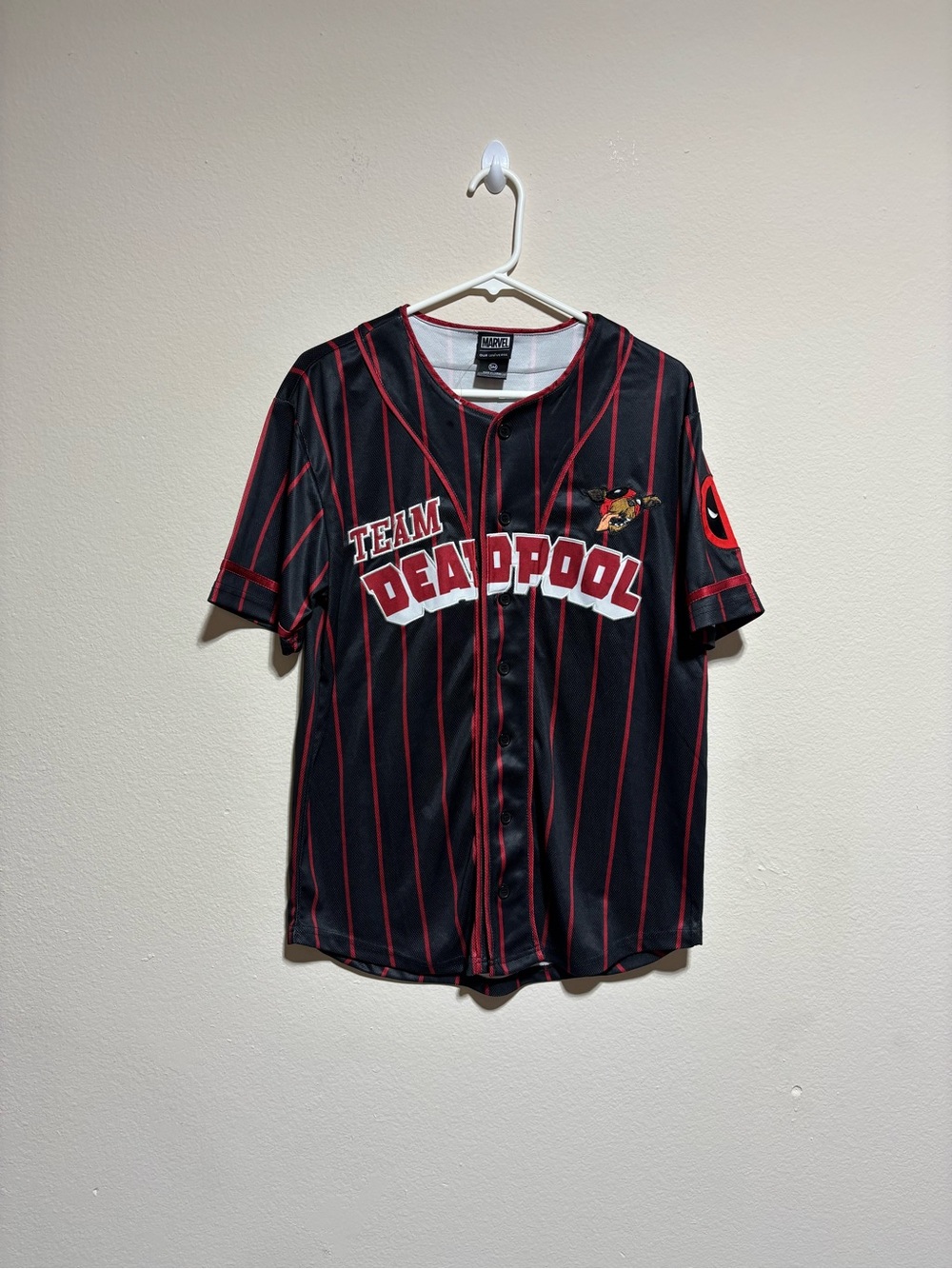 Marvel Black & Red Team Deadpool Baseball Jersey